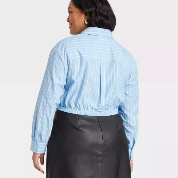 NWT Ava & Viv Crop Stripe Button Down Size 2X - Picture 2 of 8